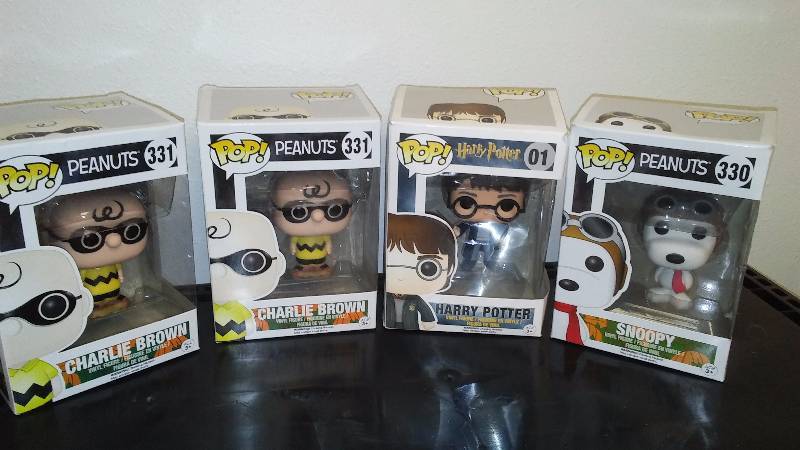 Funko Pop Halloween Figurines, NIB, Charlie Brown (2), Harry Potter, Snoopy � 4 in all