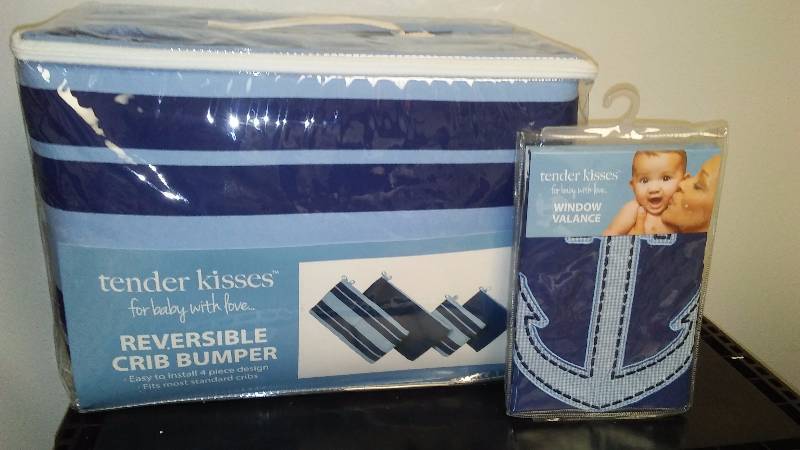 New in Bag, Bumper Pad and Window Valance, Nautical Themed by Tender Kisses
