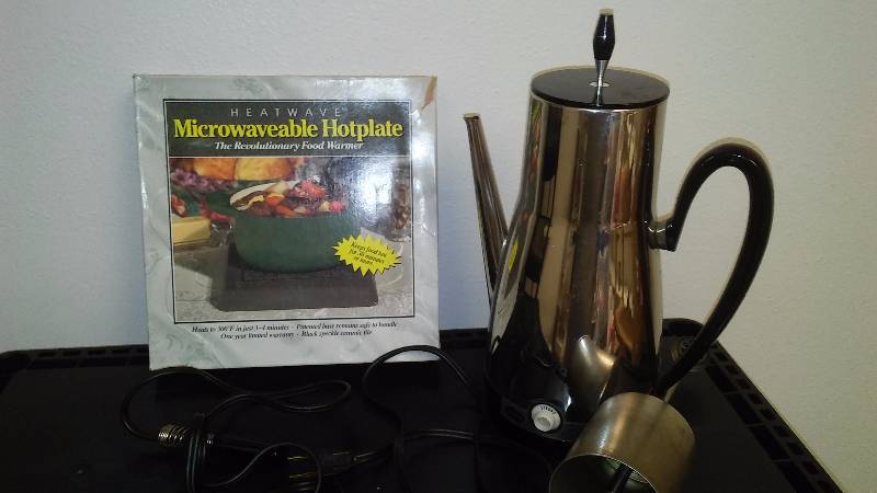 Vintage Percolator Sunbeam Coffee Maker �& Microwavable Hot Plate