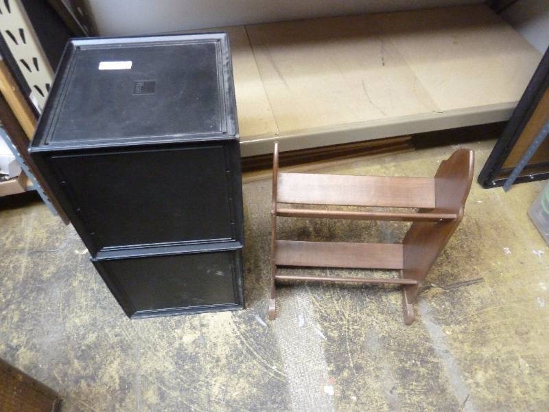 Stackable Storage Bins & Wood Shoe Rack