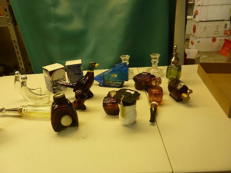 Collectible Avon Bottles and Fostoria Candle Holders
