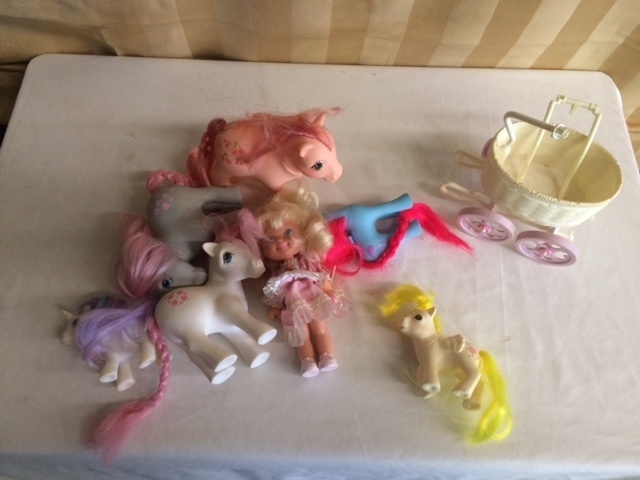 1980s HASBRO My Little Ponys  Lot of Doll, Carriage & Ponies