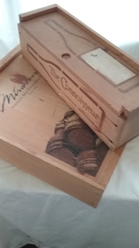 2 Wood Wine Boxes  Canister