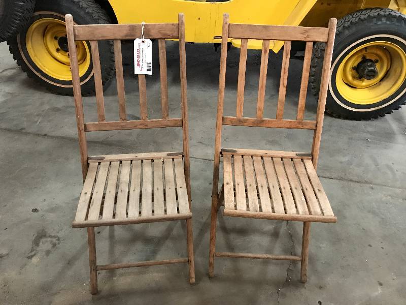 Set of vintage oak folding chairs