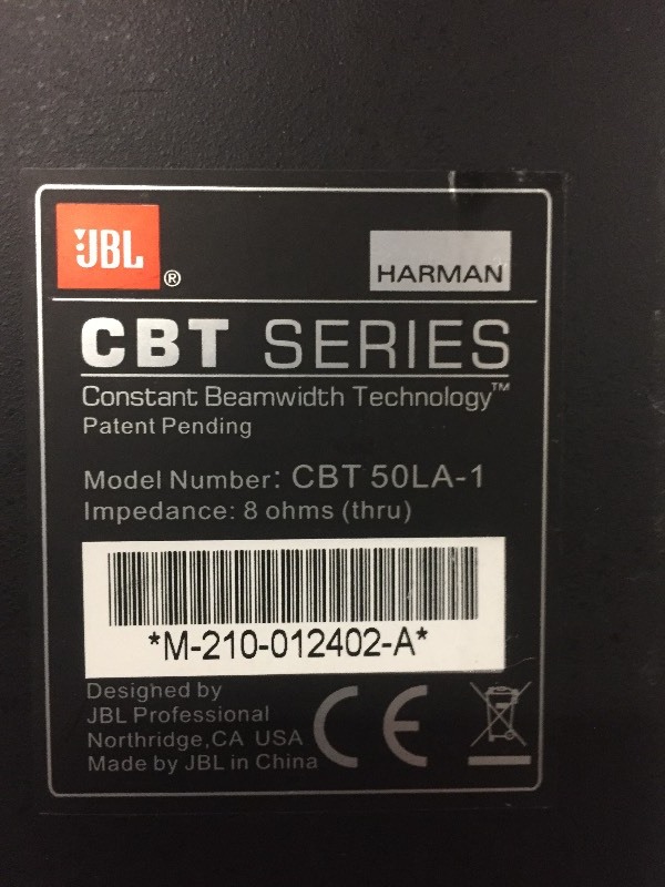 lot 2 image: JBL Constant Beamwidth Technology Line Array Pro Audio Column Loudspeaker w 8 50mm (2 in) Drivers