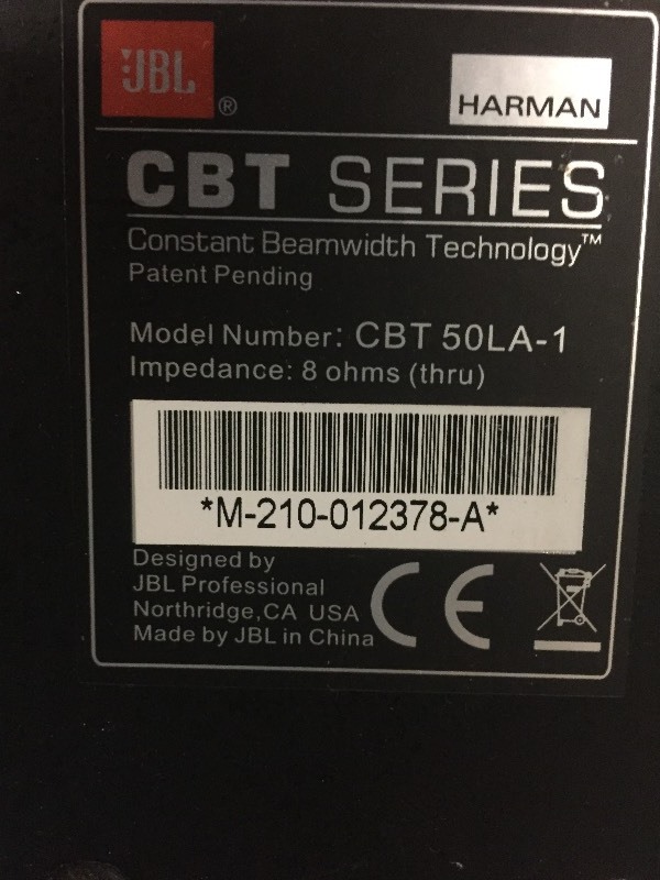 lot 3 image: JBL Constant Beamwidth Technology Line Array Pro Audio Column Loudspeaker w 8 50mm (2 in) Drivers