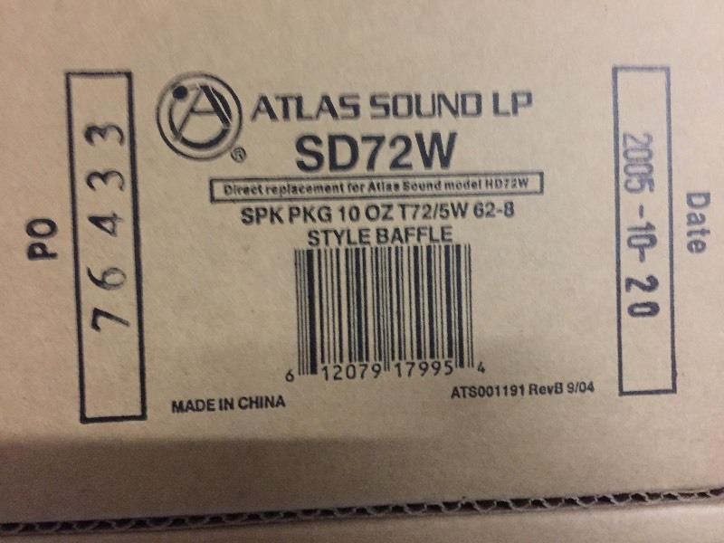 lot 11 image: New in Box  Lot of Six (6) Atlas Sound High-Performance Ceiling Audio Speakers