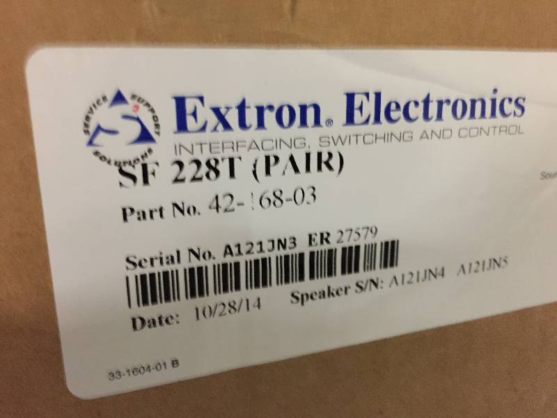 lot 29 image: New in Box Extron Two-Way SoundField Ceiling Tile Speakers with 8 Woofer and 70100 V Transformer