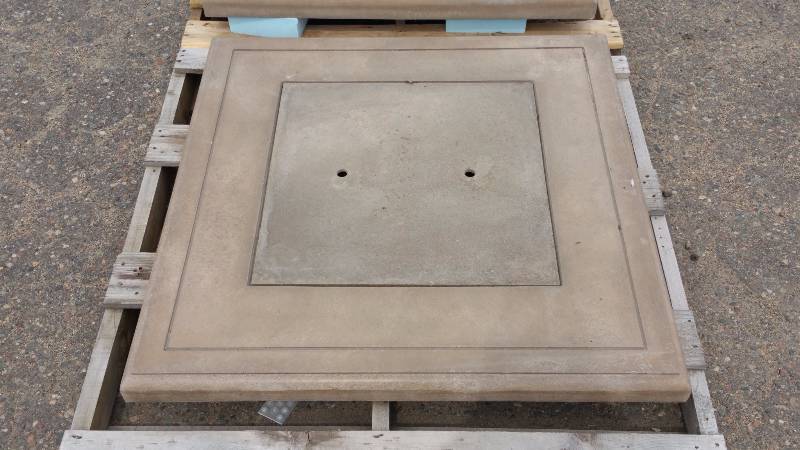 Square, Grooved Concrete Table w Removable Center