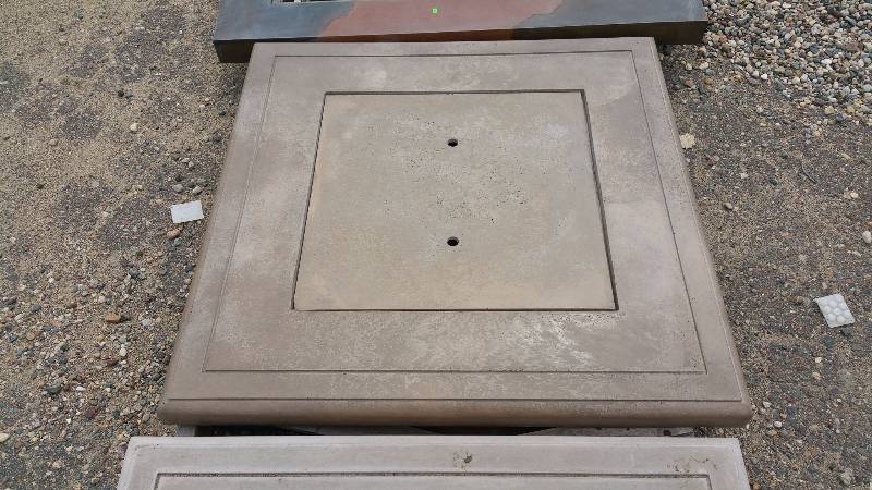 Square, Grooved Concrete Table w Removable Center