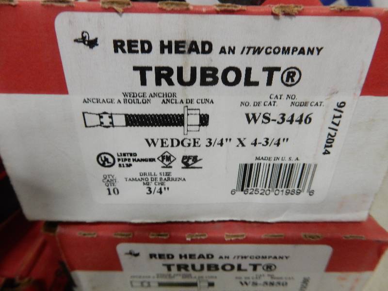 lot 48 image: 7 Boxes, Red Head Tru Bolt, 34 x 4 34 in.