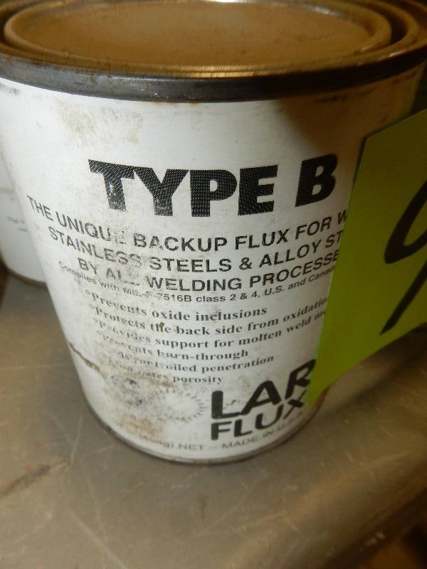 lot 96 image: 5 Cans LAR FLUX, Type B Backup Pipe Flux