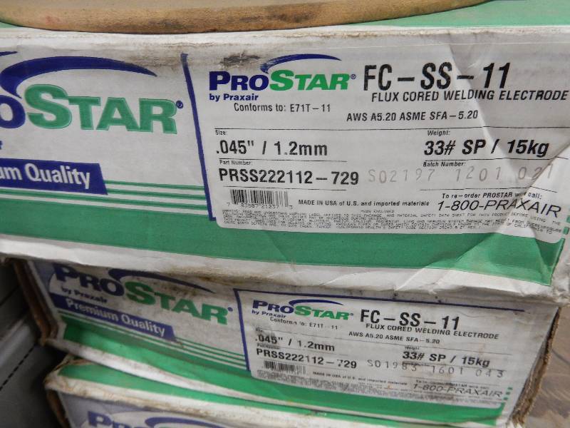 lot 63 image: 5 spools of PROSTAR Welding Wire.. See Closeup picture for description