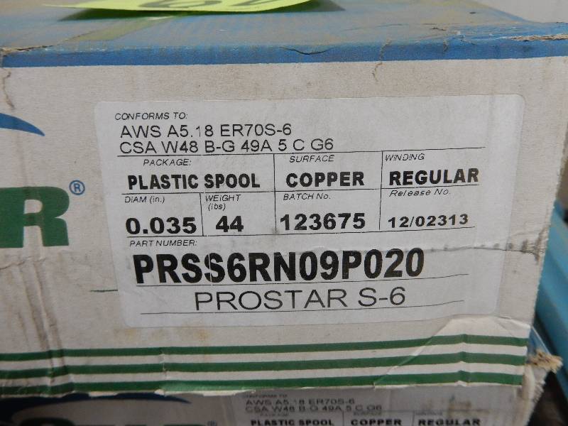 lot 62 image: 2 Spools of PROSTAR Welding wire.. See closeup picture for description