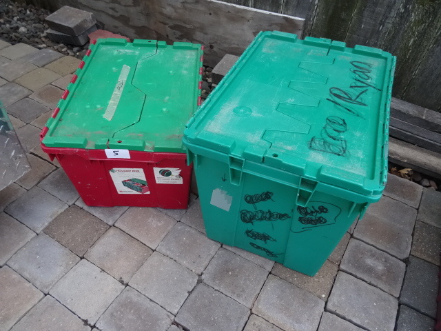 lot 5 image: 2 totes with flip top lids...