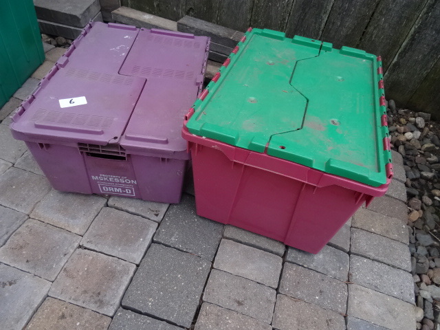 lot 6 image: 2 totes with flip top lids...