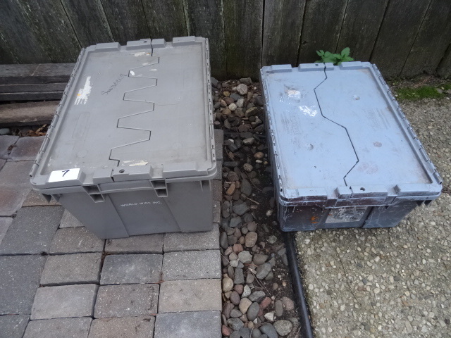 lot 7 image: 2 totes with flip top lids...