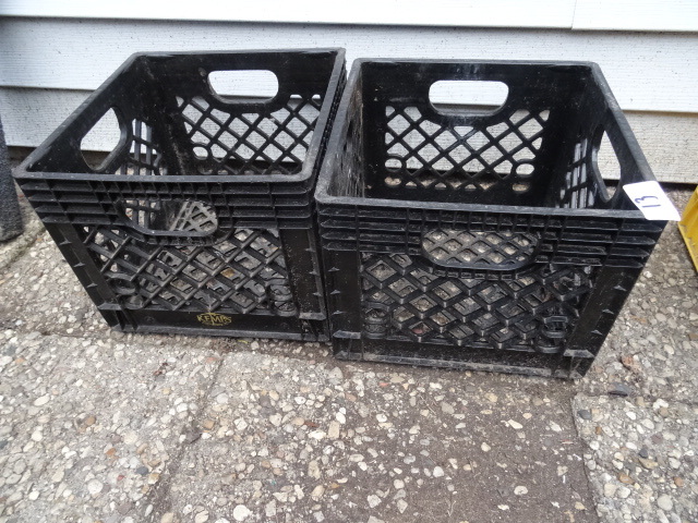 lot 13 image: 2 plastic milk crates...