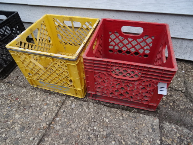 lot 14 image: 2 plastic milk crates...