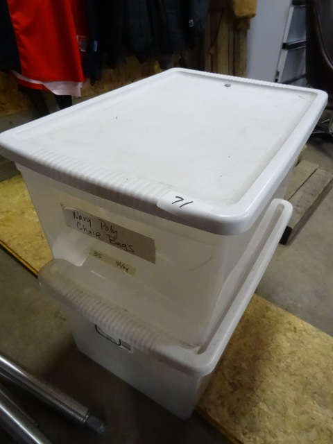lot 71 image: 2 totes. 66 qt with lids...