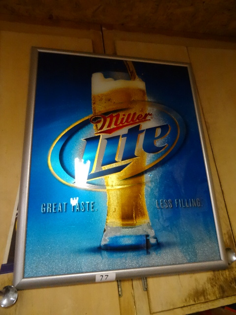 lot 77 image: Miller Lite wall hanging framed sig...