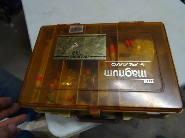 lot 134 image: Plano magnum tackle box with misc t...