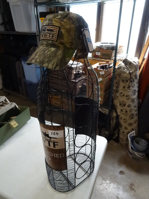 lot 164 image: NWTF wine rack. Metal. New NWTF hat...