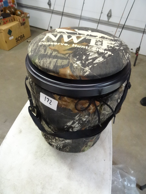 lot 172 image: NWTF hunting bucket. Seat swivels. ...