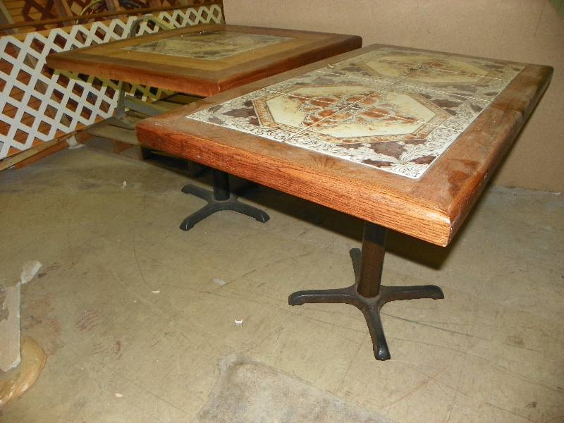lot 20 image: 2 pedestal tables with tile inlays