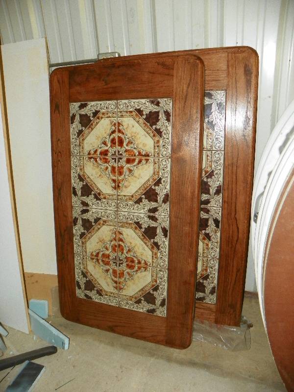 lot 48 image: 2 tile inlay table tops, no bases