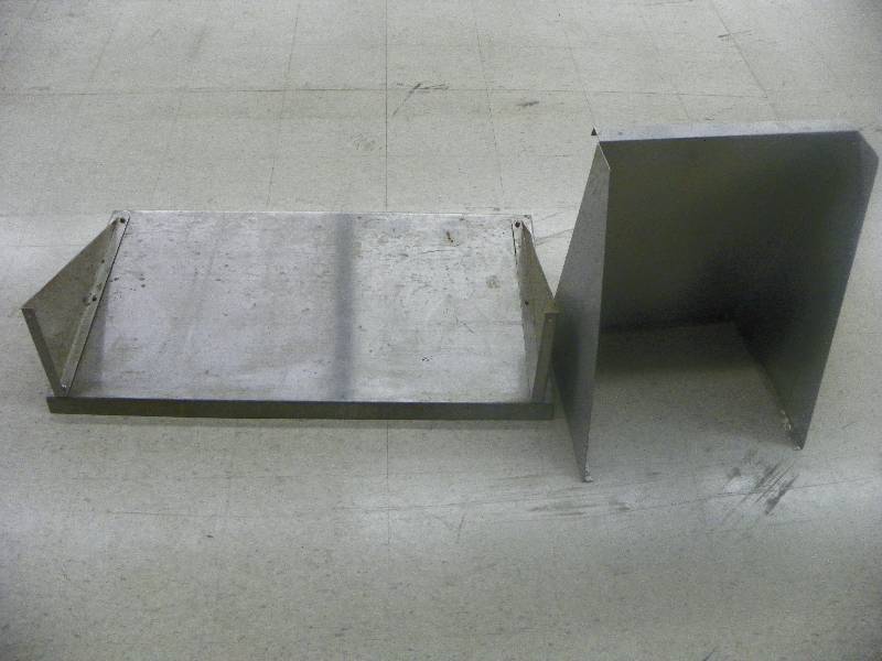 lot 70 image: Stainless steel shelving pieces, 19 wide x 22.5 deep x 14.5 tall and 11 wide x 22 deep  with 2 lip