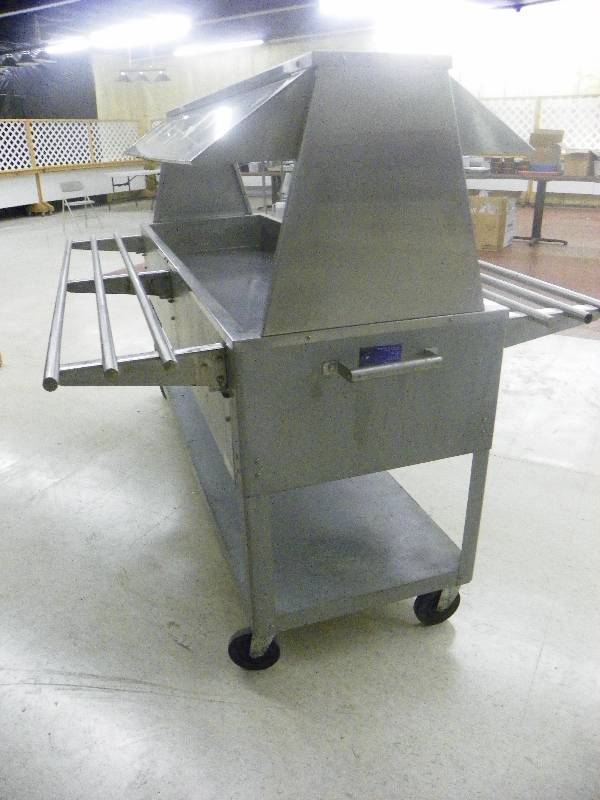 lot 71 image: Duke Aerohot Stainless Steel NSF Salad Bar Station, with sneeze gaurds, on wheels wbrakes. 6 long x 22.5 wide x 51.5 tall