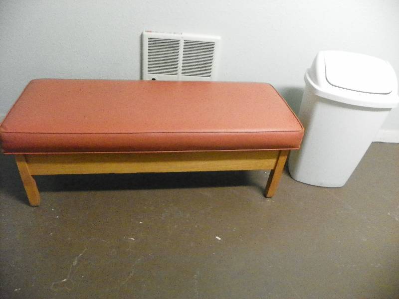 lot 150 image: Padded bench and trash can