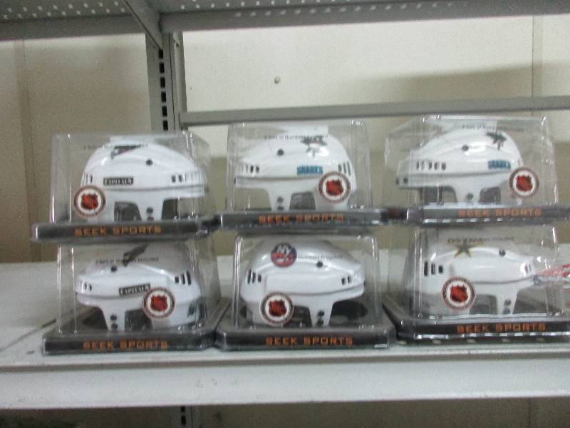 6 mini NHL helmets