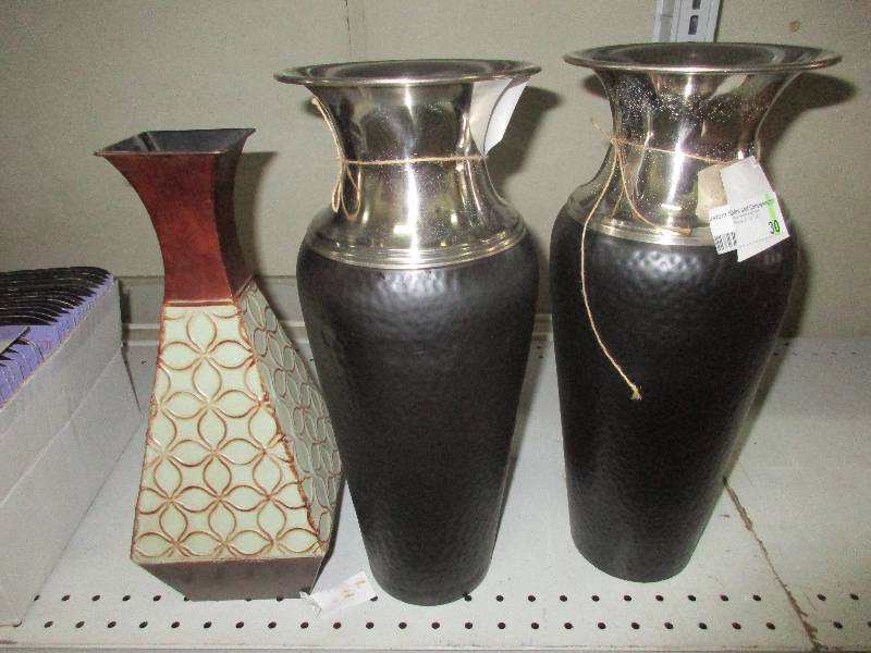 3 nice metal vases