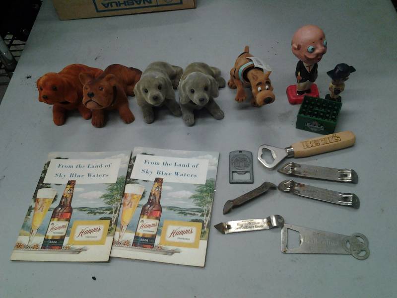 lot 46 image: Hamms & Other Beer Bottle Openers, Bobble Heads