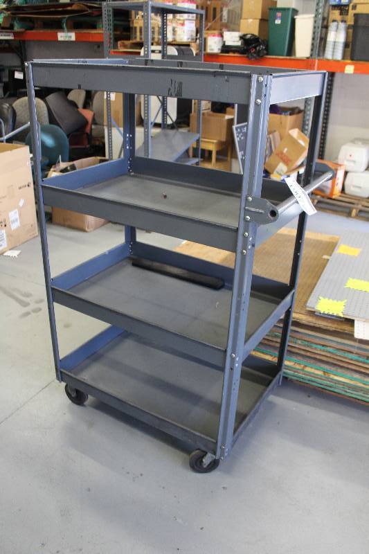 lot 1907 image: 4-Shelf Metal Rolling Adjustable Shelving Cart