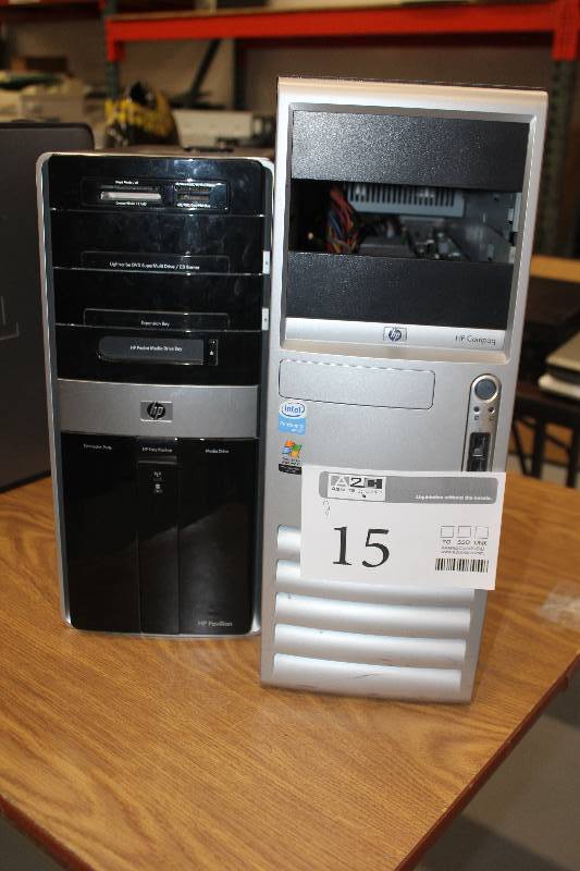 lot 15 image: Lot of (2) Computer Desktops Includes 1) HP Pavilion AND 1) HP Compaq