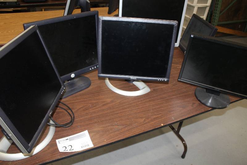 lot 22 image: Lot of (4) Dell, Asus Computer Flatscreen Monitors Includes 2) 17in AND 1) 18in. AND 1) 19in.