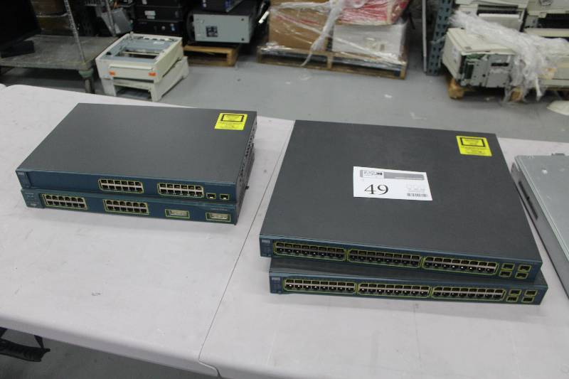 lot 49 image: Lot of (4) Cisco Systems Catalyst Rack-Mount 3560,2950,3560G Series PoE-2448 Ethernet Ports