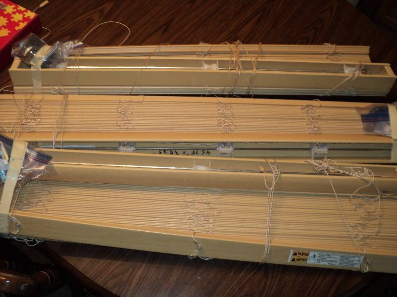 lot 109 image: 3 sets of wood blinds, 38in widex62...