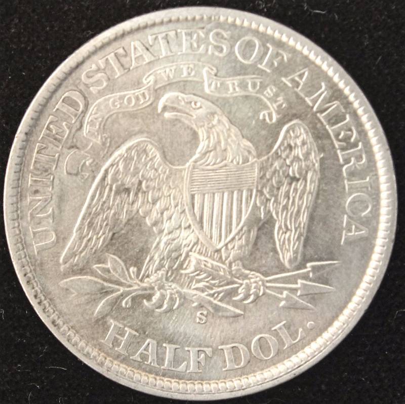 1871-S SEATED LIBERTY SILVER HALF DOLLAR AU