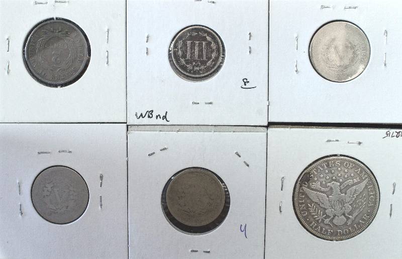 GROUP OF 6 TYPE COINS AS PICTURED