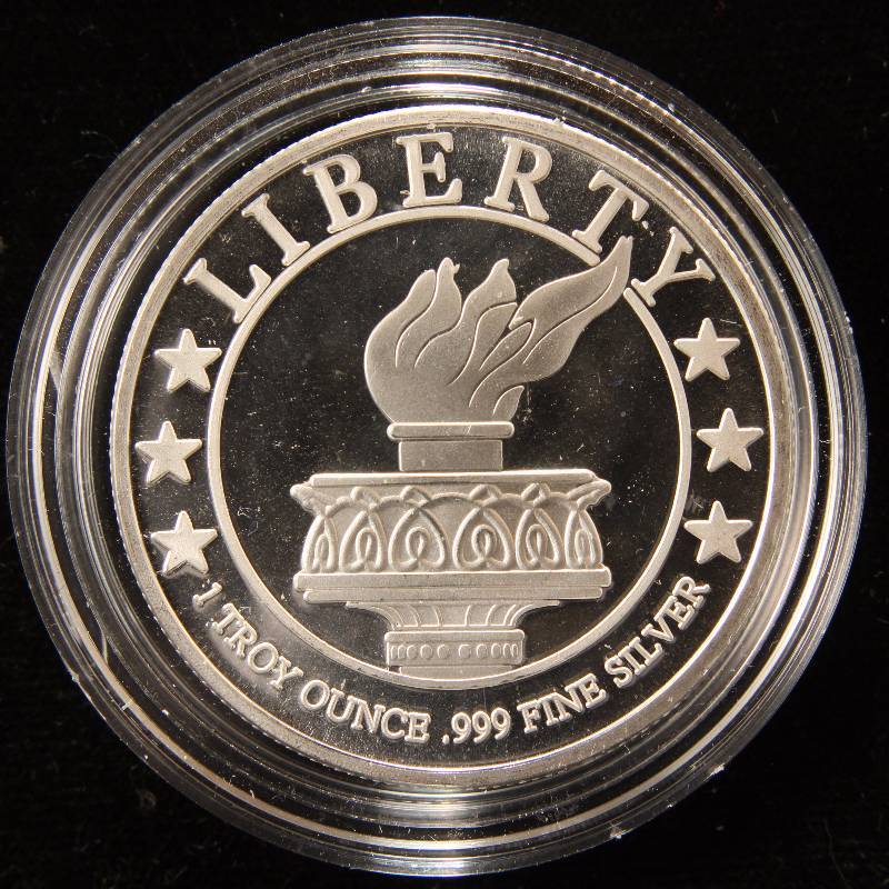 1 TROY OZ. .999 FINE SILVER LIBERTY SILVER IN AIRTITE HOLDER