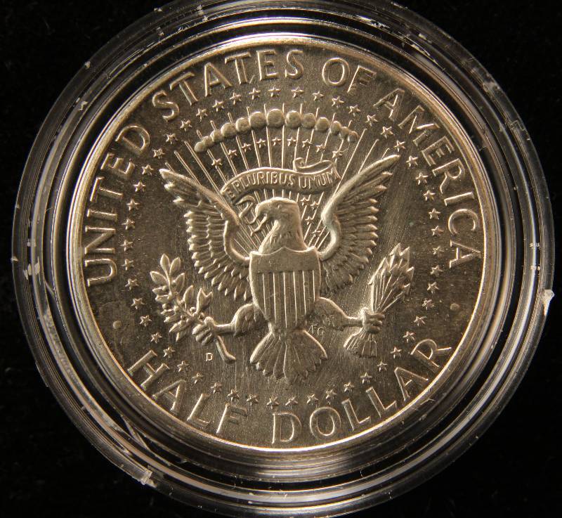 1964-D KENNEDY SILVER HALF DOLLAR UNC IN AIRTITE HOLDER