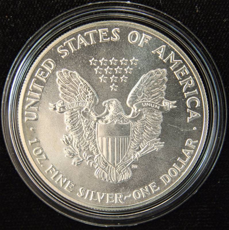 1989 AMERICAN SILVER EAGLE .999 FINE SILVER 1 TROY Oz. IN AIRTITE HOLDER