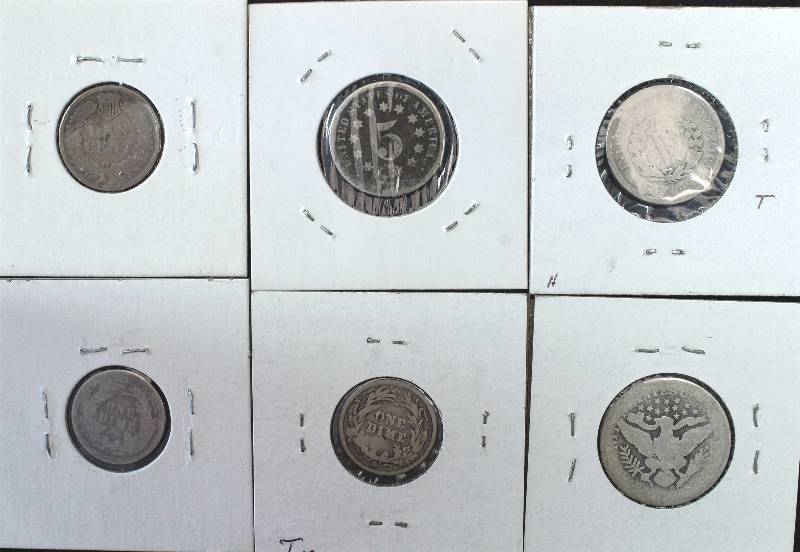 GROUP OF 6 TYPE COINS AS PICTURED