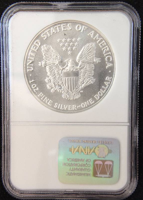 1991 AMERICAN SILVER EAGLE 1 TROY OZ. .999 FINE SILVER DOLLAR MS69 NGC