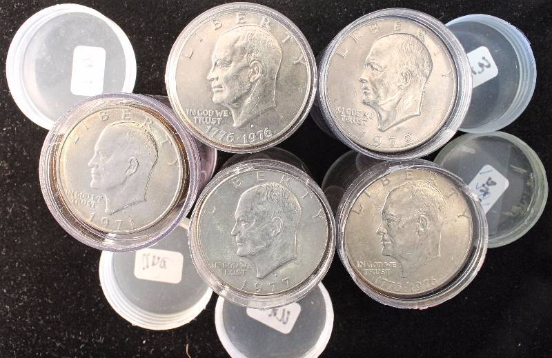 GROUP OF 100 UNC EISENHOWER CLAD DOLLARS IN 5 TUBES