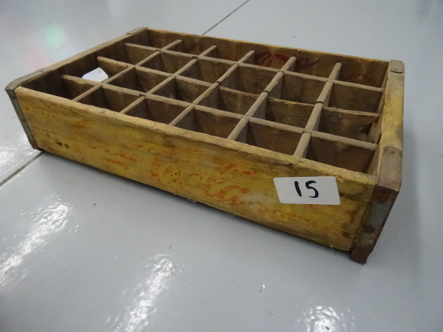 lot 15 image: Vintage wood Coca Cola pop bottle c...